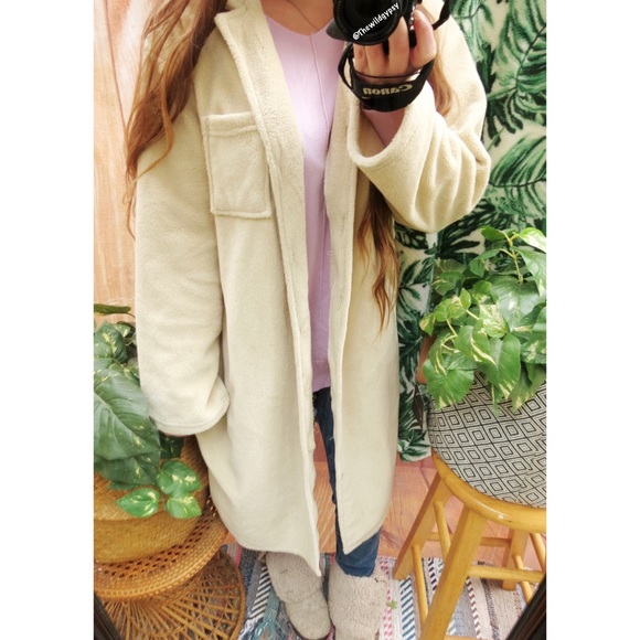 Vintage cozy neutral cream oversized longline teddy coat ☕️ - Picture 2 of 9
